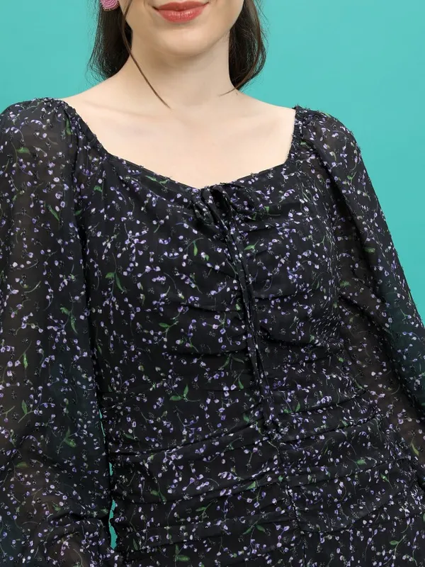 Tokyo Talkies Women Black Printed Sheath Dress