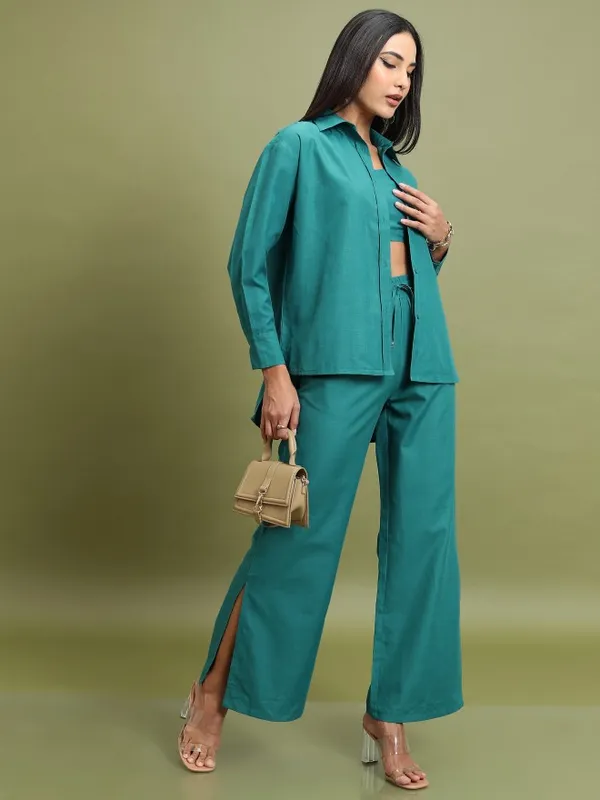 Tokyo Talkies Women Teal Top With Trouser