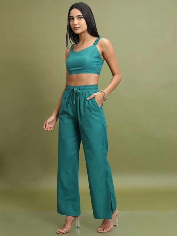 Tokyo Talkies Women Teal Top With Trouser
