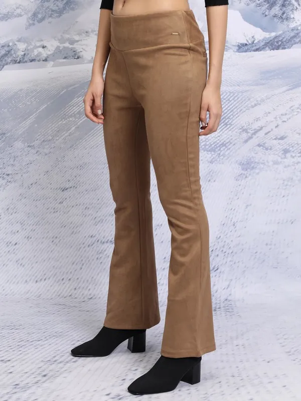  Tokyo Talkies Women Brown Solid Regular Fit Casual Trousers