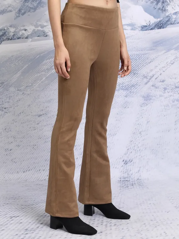  Tokyo Talkies Women Brown Solid Regular Fit Casual Trousers