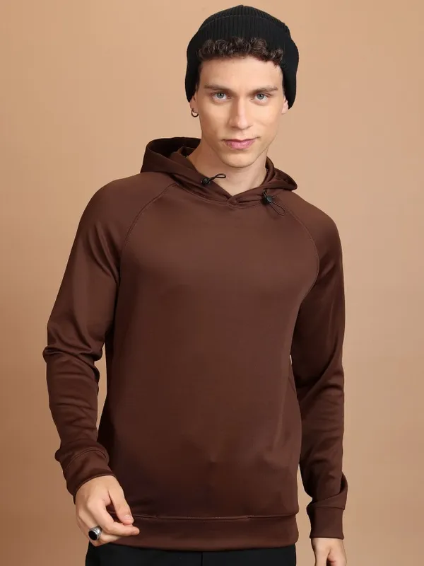  Highlander Men Brown Hood Pullover Sweatshirts