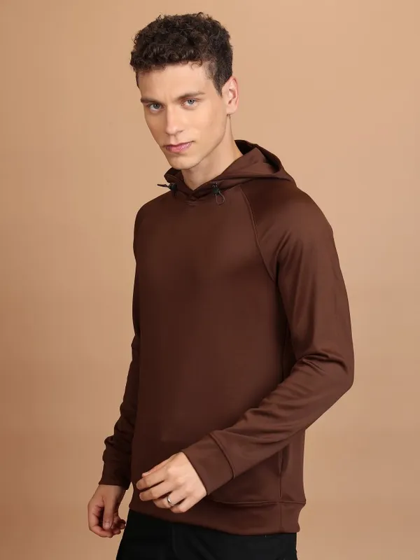  Highlander Men Brown Hood Pullover Sweatshirts
