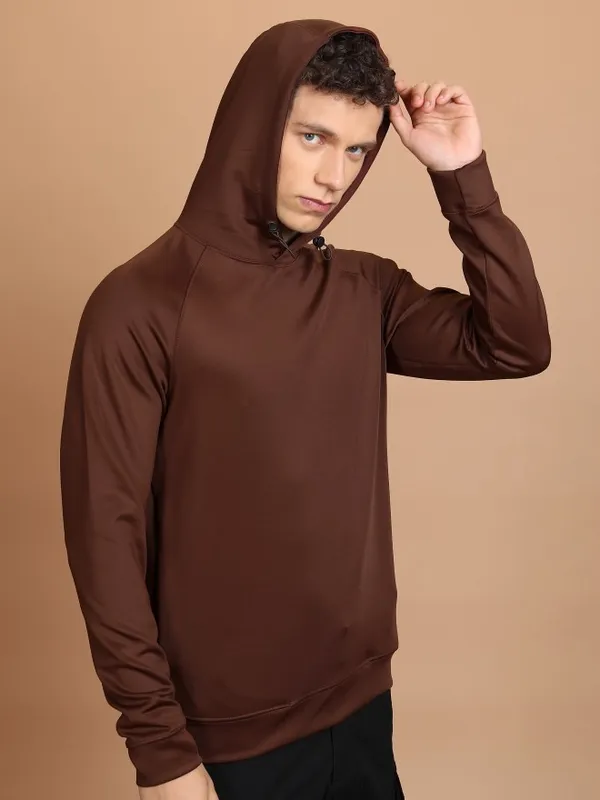  Highlander Men Brown Hood Pullover Sweatshirts