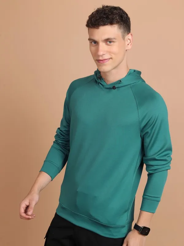 Highlander Men Green Hood Pullover Sweatshirts