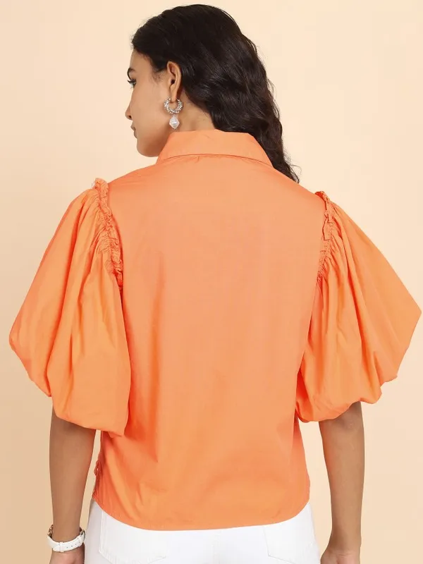  Tokyo Talkies Women Coral Solid Casual Shirts