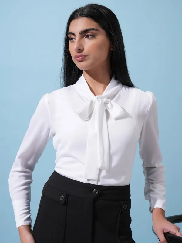  Ketch Women White Solid Casual Shirts