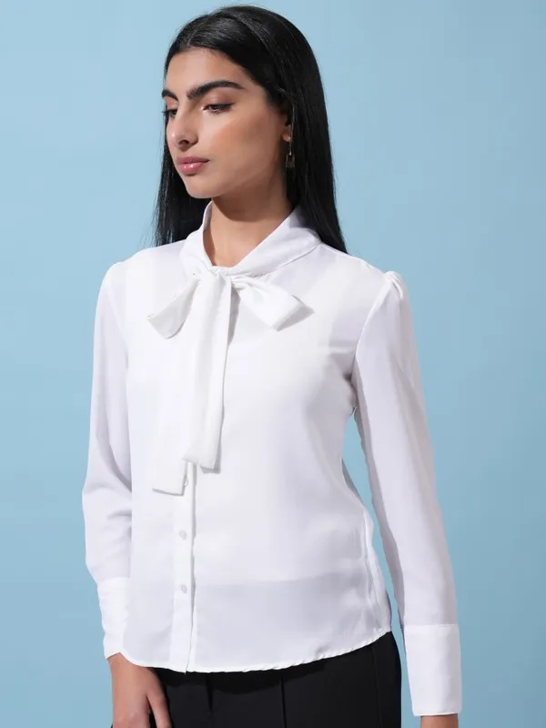  Ketch Women White Solid Casual Shirts