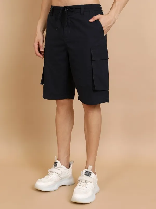  Highlander Men Navy Blue Regular Fit Cargo Shorts Shorts