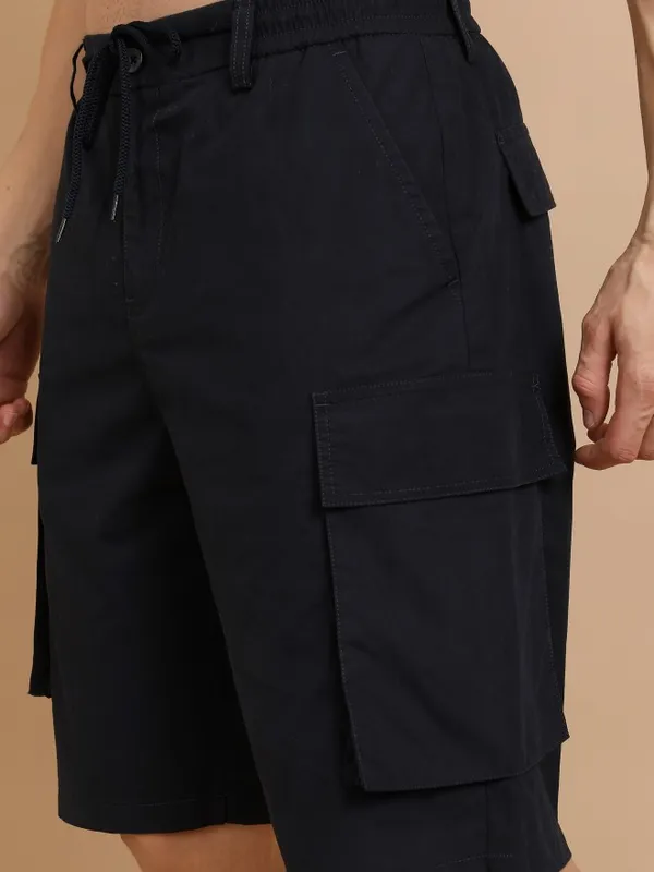  Highlander Men Navy Blue Regular Fit Cargo Shorts Shorts
