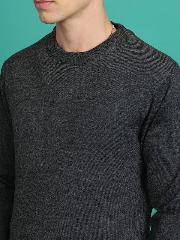 Highlander Men Grey Round Neck Pullover Sweaters