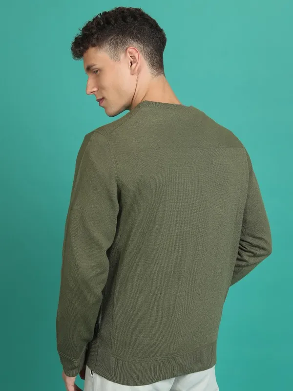  Highlander Men Green Round Neck Pullover Sweaters