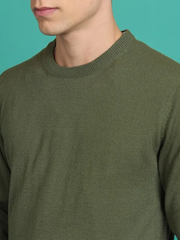  Highlander Men Green Round Neck Pullover Sweaters