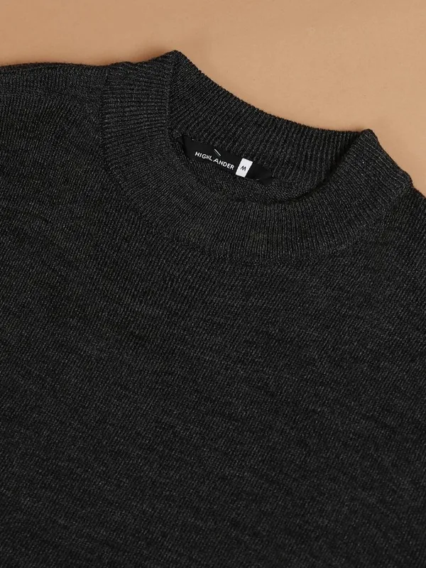  Highlander Men Grey Round Neck Pullover Sweaters