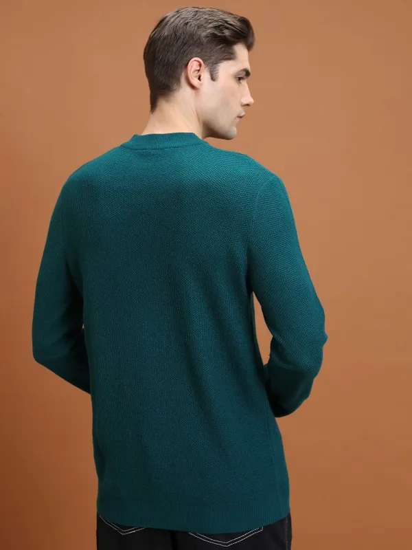  Highlander Men Teal Turtle Neck Pullover Sweaters
