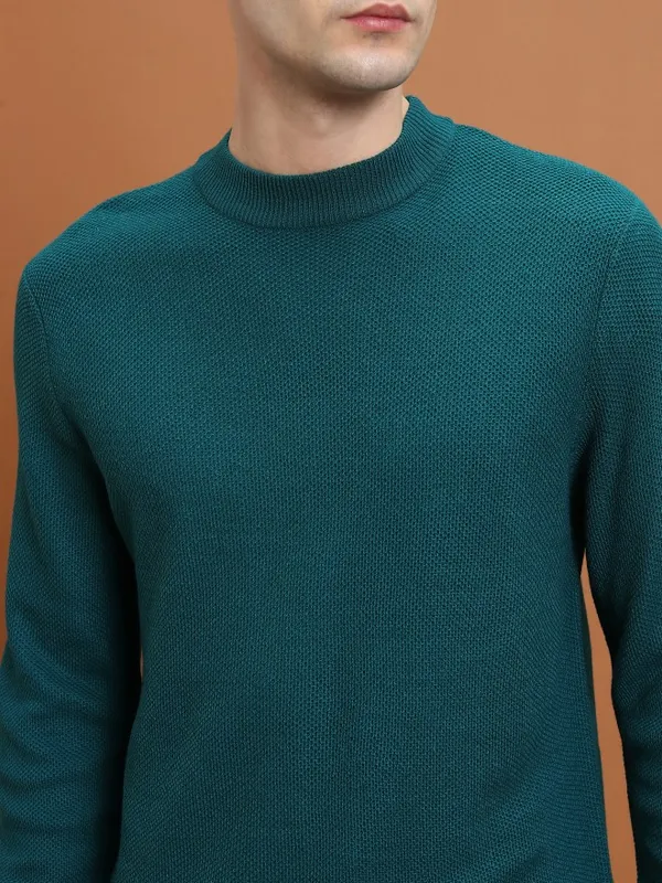  Highlander Men Teal Turtle Neck Pullover Sweaters