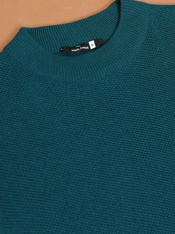  Highlander Men Teal Turtle Neck Pullover Sweaters