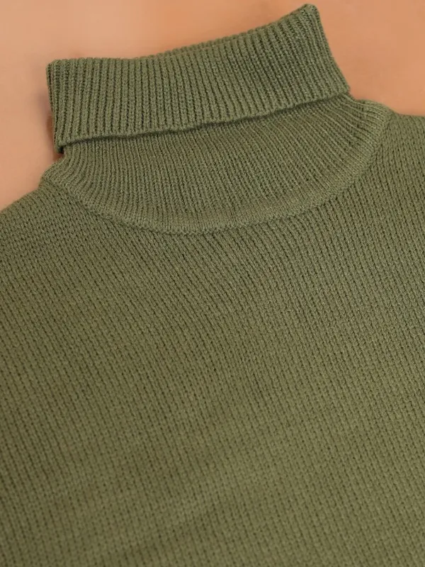  Highlander Men Green Turtle Neck Pullover Sweaters