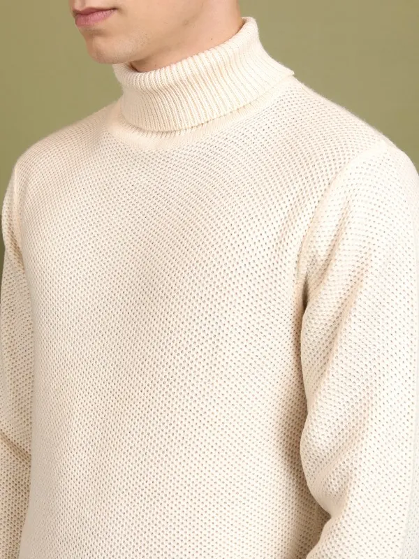  Highlander Men White Turtle Neck Pullover Sweaters