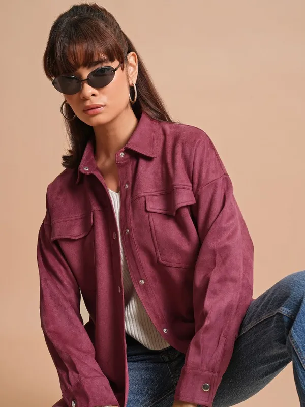  Tokyo Talkies Women Pink Open Front Jacket Jackets