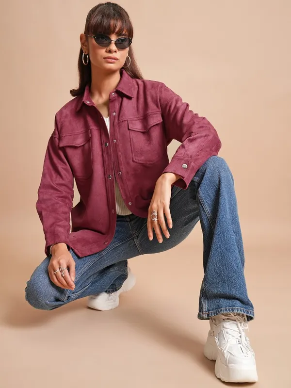  Tokyo Talkies Women Pink Open Front Jacket Jackets