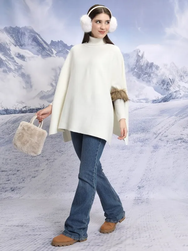  Tokyo Talkies Women White Turtle Neck Sweaters