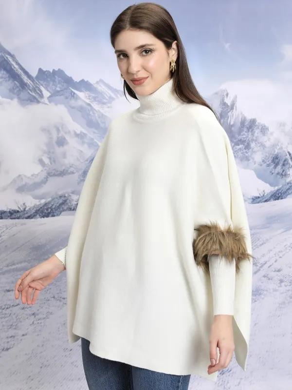  Tokyo Talkies Women White Turtle Neck Sweaters