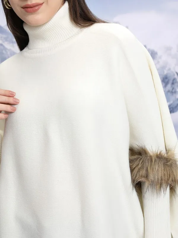  Tokyo Talkies Women White Turtle Neck Sweaters