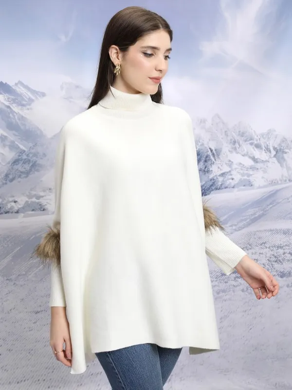  Tokyo Talkies Women White Turtle Neck Sweaters