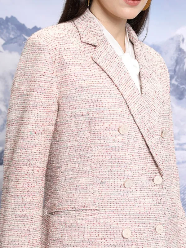 Tokyo Talkies Women Pink Double-Breasted Blazer