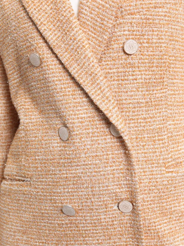 Tokyo Talkies Women Orange Double-Breasted Blazer