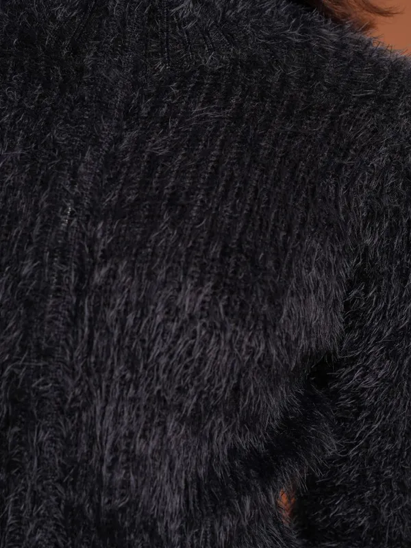  Tokyo Talkies Women Black Mock Collar Sweaters