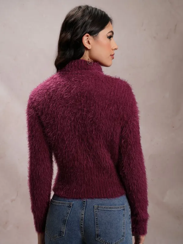  Tokyo Talkies Women Maroon High Neck Sweaters