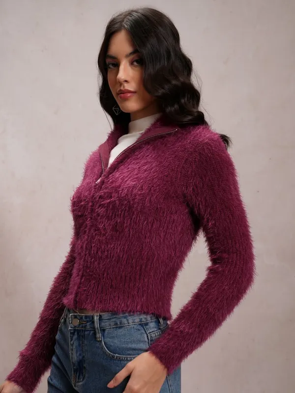  Tokyo Talkies Women Maroon High Neck Sweaters