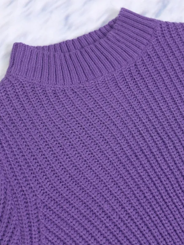 Tokyo Talkies Women Purple High Neck Sweaters