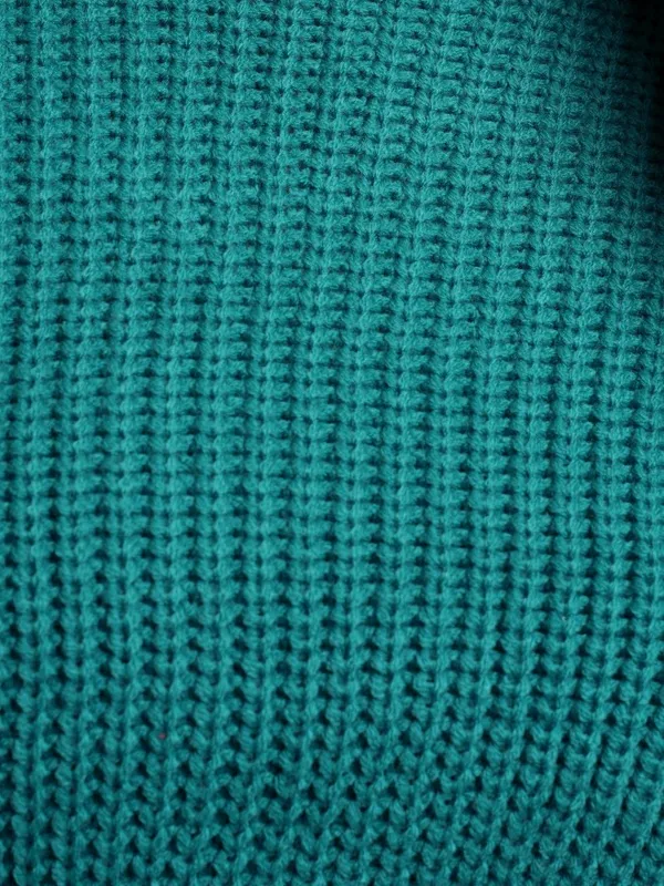  Tokyo Talkies Women Teal Mock Collar Sweaters