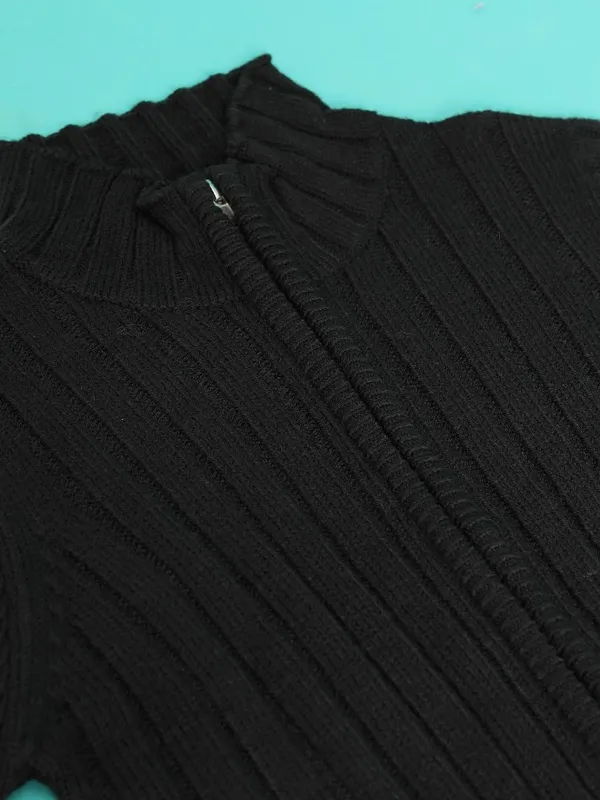  Tokyo Talkies Women Black Mock Collar Sweaters