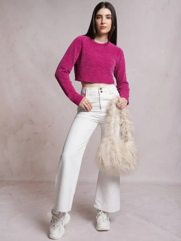  Tokyo Talkies Women Pink Round Neck Sweaters