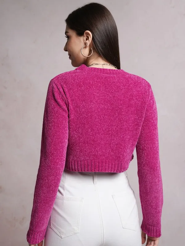  Tokyo Talkies Women Pink Round Neck Sweaters