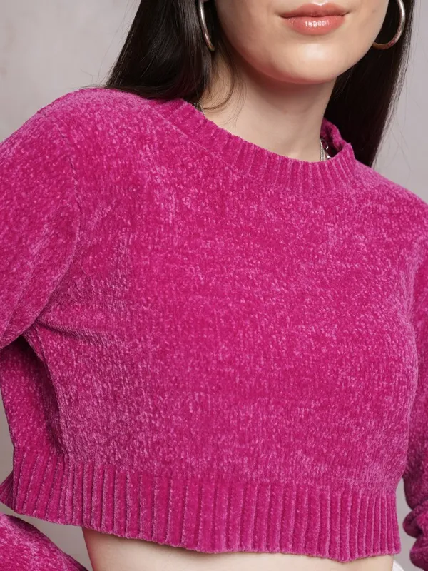  Tokyo Talkies Women Pink Round Neck Sweaters
