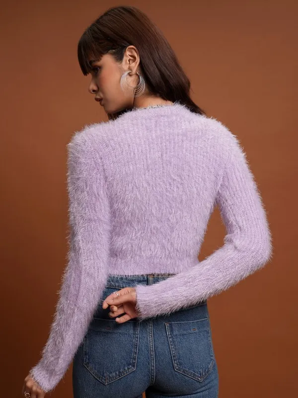  Tokyo Talkies Women Purple Round Neck Sweaters