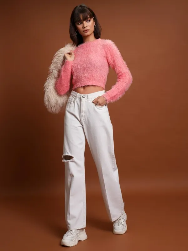  Tokyo Talkies Women Pink Round Neck Sweaters