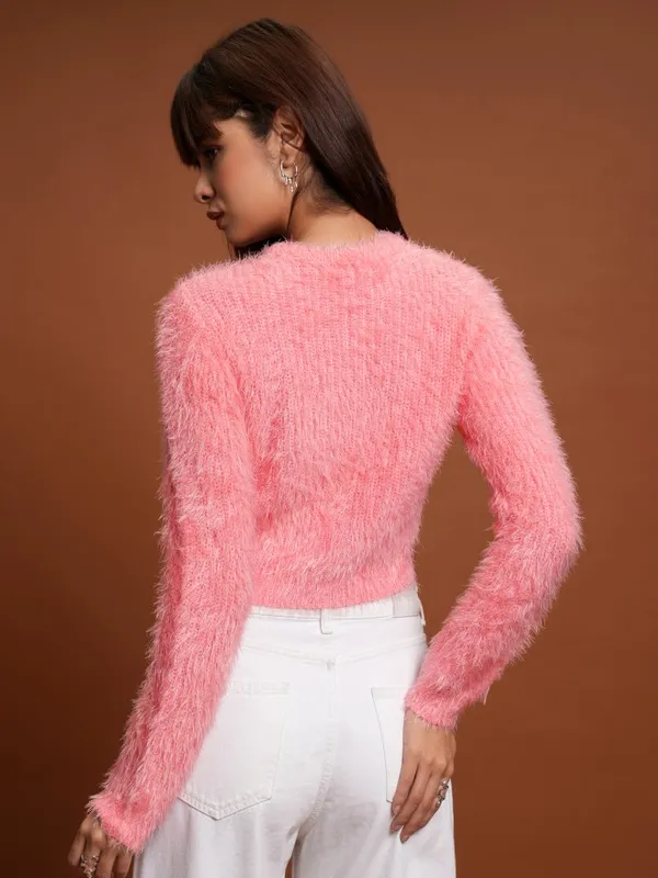  Tokyo Talkies Women Pink Round Neck Sweaters