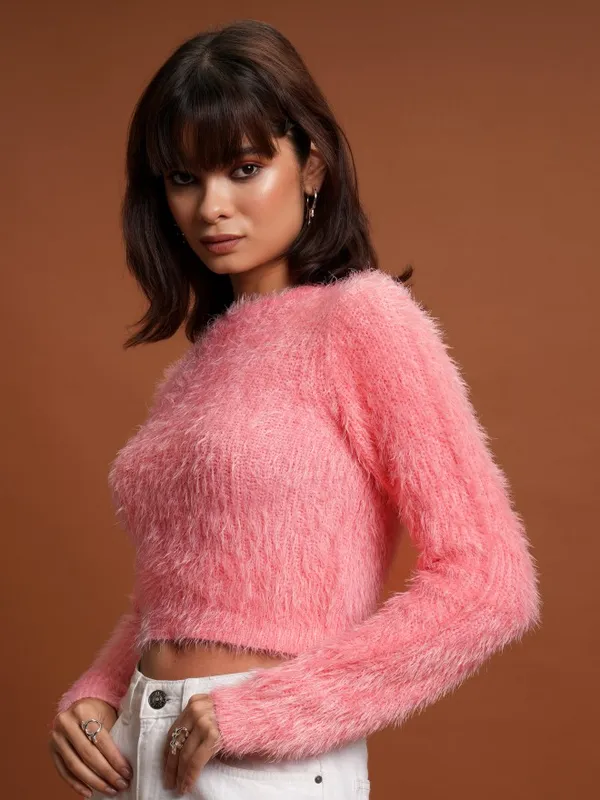  Tokyo Talkies Women Pink Round Neck Sweaters