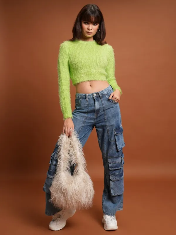  Tokyo Talkies Women Green Round Neck Sweaters