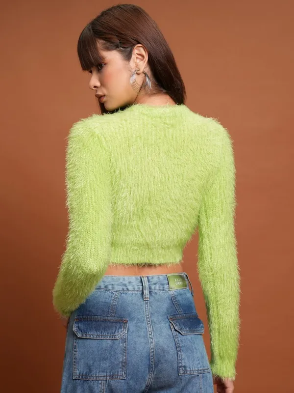  Tokyo Talkies Women Green Round Neck Sweaters