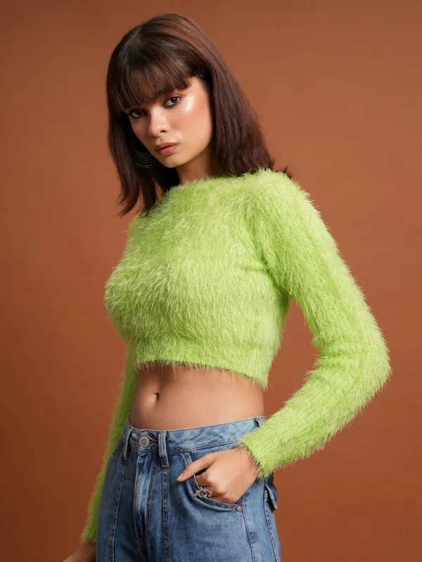  Tokyo Talkies Women Green Round Neck Sweaters