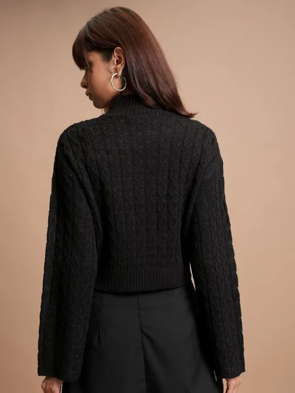  Tokyo Talkies Women Black High Neck Sweaters