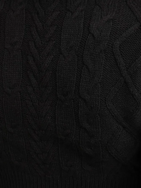  Tokyo Talkies Women Black Lapel Collar Sweaters