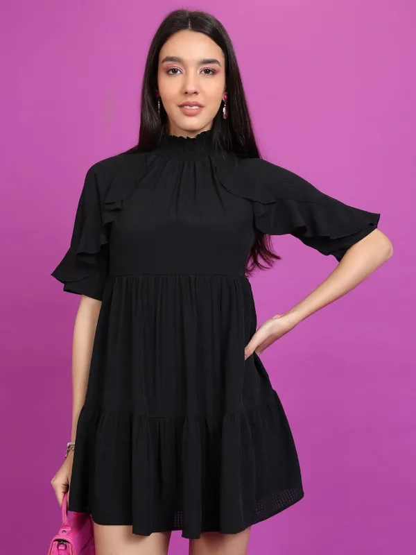  Tokyo Talkies Women Black Solid A-Line Dresses